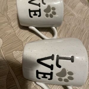 White Love Paw Print Mugs